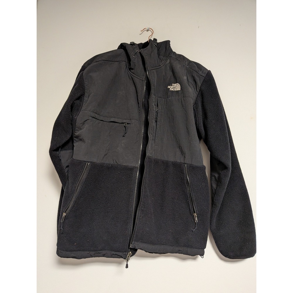 The North Face Denali Hooded Fleece Jacket Mens Large Black Full Zip Hoody